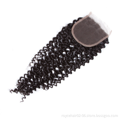 30 32 34 36 Inch High Quality Raw Virgin Peruvian Kinky Curly Human Hair Weaves with Lace Frontal Closure